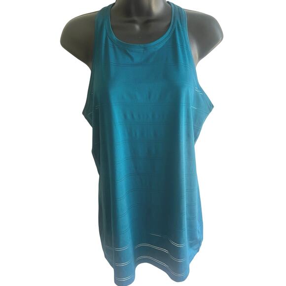 Athleta Racerback Tank Top Small Blue Teal Laser Cut Lightweight Activewear - Picture 1 of 6